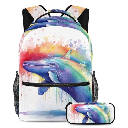 Cartable baleine grande capacité et trousse pour ados amateurs d'art