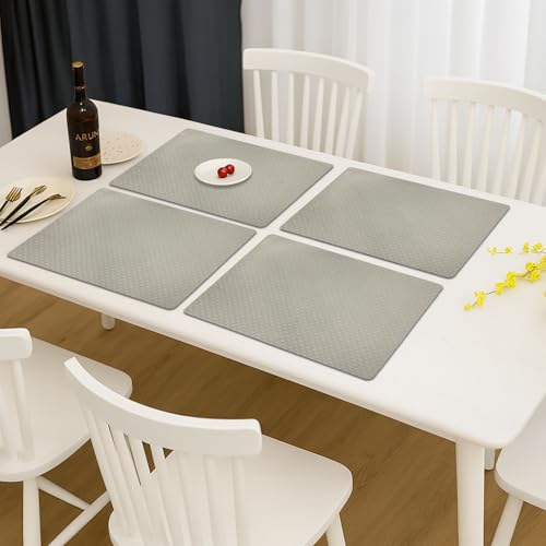 Image of Amazon Brand - Umi PVC Vinyl Foam Design Placemat STPG127 | Heat Resistant, Wipe Clean, Anti-Skid Table Mats for Dining Table, Kitchen & Home Decor (30x45 CM Grey Set of 4)