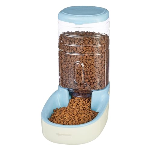 Image of Amazon Basics Automatic Gravity Food Feeder | Non-Toxic Plastic Material | 3.8 Liters | White | Pet Food Dispenser for Dogs, Cats, Puppies & Kittens, Large