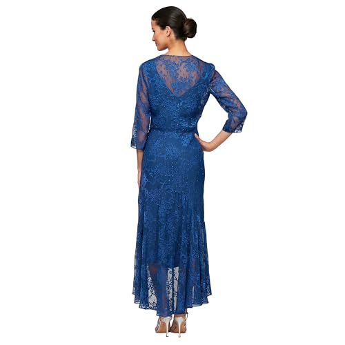 Alex Evenings Women's Sleeveless Printed Chiffon Midi Spring/Summer Mother of The Bride Dress with Jacket & High-Low Hemline4