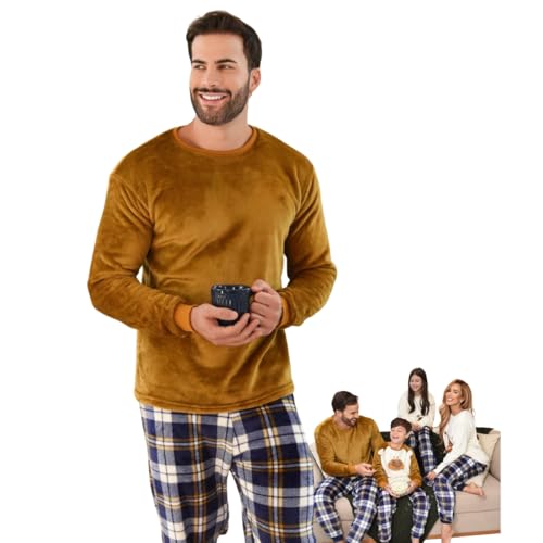 Pijama Masculino Inverno Adulto Fleece Plush Soft Quentinho, Cia da Malha