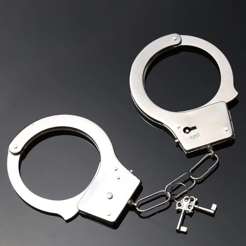 EIHI 2 Stück Handschellen Kinder, Handschellen Kostüm, Handschellen Metall Spielzeug Für Halloween Karneval Fasching Motto Party Polizei Sheriff Kostüme Liebhaber Mit Schlüssel