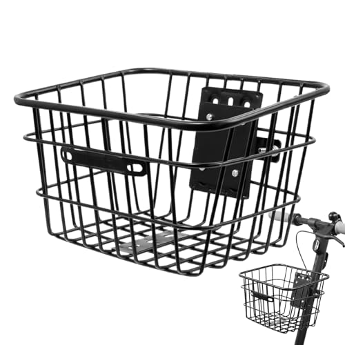 Rollerkorb, E Scooter Korb Vorne, Hochwertiger Schwarz Metall-Fahrradkorb Mit Befestigungsbracket, Ergänzung Für Fahrräder Und Elektro-Scooter