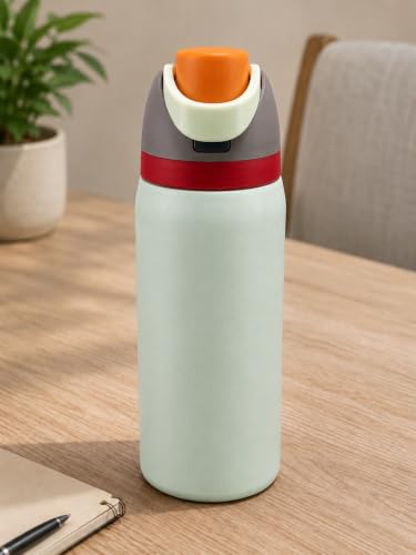Image of HomeCloud 1200ML Stainless Steel Water Bottle - Double-Wall Vacuum Insulated, Leakproof Straw Lid, BPA-Free Reusable Travel Flask with Two-Way Spout for Gym, Office & Outdoor Use (S Mint Grey)