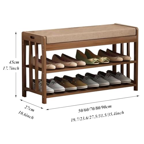 Banc porte-chaussures avec coussin confortable pour rangement entrée et salon - 4