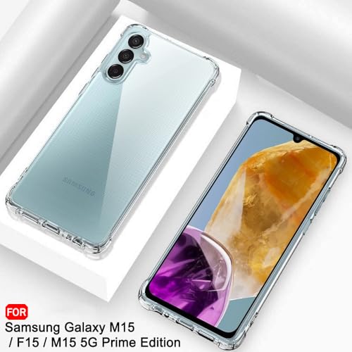 Image of TheGiftKart Transparent Crystal Clear Back Cover Case for Samsung Galaxy M15 / F15 / M15 5G Prime Edition | Shockproof Soft TPU Case | Cushioned Edges for Ultimate Protection Cover (TPU, Transparent)