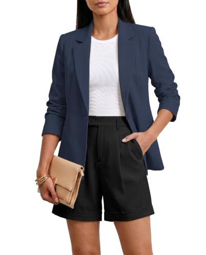Image of luvamia Women Casual Blazer Winter Blazer for Women Elegant Blazers Dark Blue Womens Business Professional Outfits Size Large Size 12 14