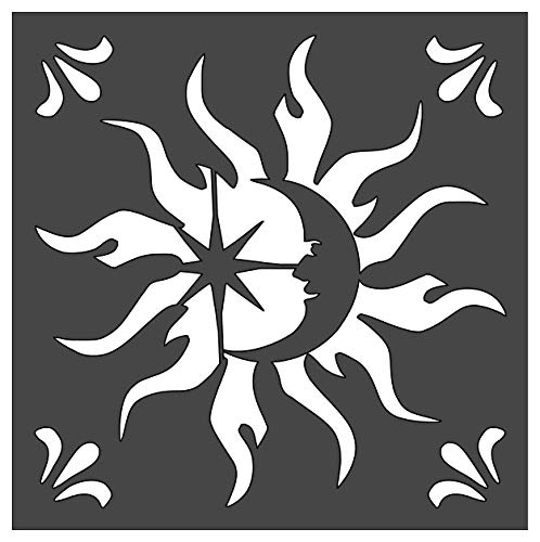 Sun Moon Stars Stencil 1-5.5x5.5 inch Custom Cut Reusable Stencil Drawing Template Flexible Clear Plastic Sheets 0.15mm Thick SL-1408