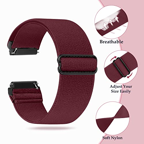 Runostrich Adjustable Elastic Watch Straps Compatible with Fitbit Versa/Fitbit Versa 2 Nylon Sport Loop Stretch Wristband Replacement Band for Women Men (Wine Red) - Image 3