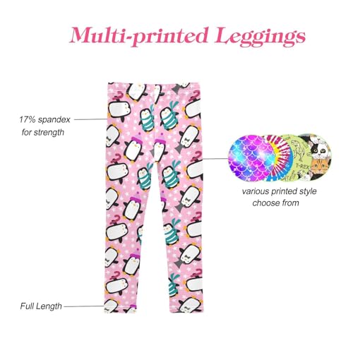CaTaKu Girls Leggings Christmas Penguin Stars Leggings for Girls Kids Athletic Workout Yoga Pants Size 4-10T4