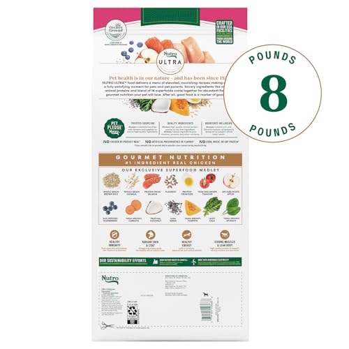 Image of Nutro Ultra Adult Small Breed Dry Dog Food, Chicken, Lamb and Salmon Protein Trio, 8 lb. Bag