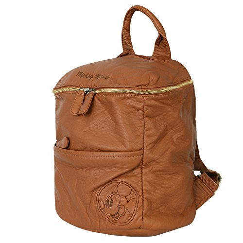ililily X Disney Vintage Mickey Mouse Pattern Multi-purpose Casual Bag Backpack Rucksack, Brown