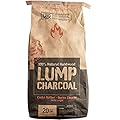 100% Natural Hardwood Lump Charcoal - Burns Hotter, Longer & Cleaner, Made from a 100% Natural Hardwood Lump, Natural Lump Charcoal, Lights Easily, 20 lb. Bag(Mix of Oak, Ebony, and Mesquite)