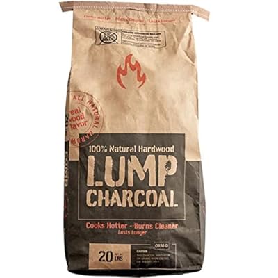 100% Natural Hardwood Lump Charcoal - Burns Hotter, Longer & Cleaner, Made from a 100% Natural Hardwood Lump, Natural Lump Charcoal, Lights Easily, 20 lb. Bag(Mix of Oak, Ebony, and Mesquite)