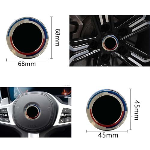 Image of 7-Piece Anniversary Badge Upgrade Kit for Select German Luxury Cars | Precision-Engineered 68mm Wheel Caps, 82mm Hood & 74mm Trunk Emblems + Stee-Ring Logo | Includes 4 Secure Adapters (50th)