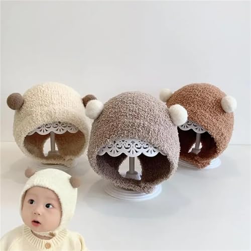 Cap Baby Hat 2-24 Months Hats Cute Soft Solid Wool Knitted Winter Warm Thermal Baby Hat Pompom for Children Boys Children Warm Cap(Color6)3