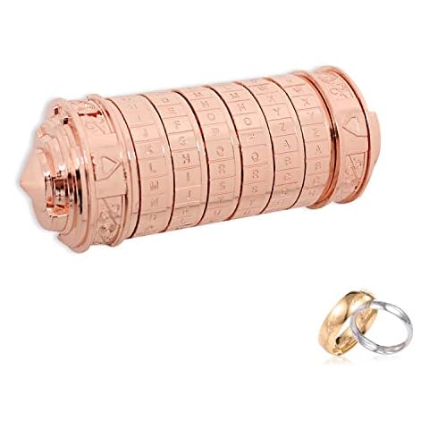 Da Vinci Code Cryptex Letter Password Code Lock Mini Cryptex Father's Day Gift Romantic Birthday Anniversary Gifts for Christmas (Red Gold) Cover