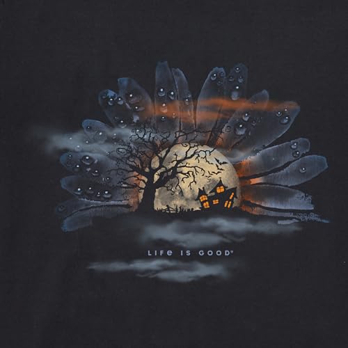 Life is Good Women's Crusher Tee, Long Sleeve Cotton Graphic T-Shirts, Spooky Daisy Moon2