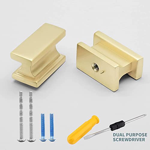 Cionyce 5 Pack Brushed Satin Brass Cabinet Knobs, Rectangle Knobs Cabinet Hardware Dresser Knobs For Drawer Cupboard #TOP4