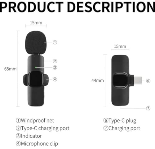 Image of DDLC K8 Wireless Lavalier Microphone for Android & Type-C | Plug & Play Lapel Mic with Noise Reduction | 20M Range | 10H Battery Life - Ideal for YouTube | Vlogging | Instagram Reels & Live Streaming