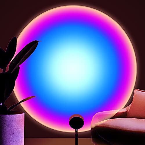 Image of Balkwan Sunset Lamp Projection Rotation Rainbow Projection Lamp Led Romantic Visual Led Light Network Red Light with USB Modern Floor Stand Night Light Living Room Bedroom Decor (Rainbow Purple)