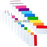 ➼ 【El paquete incluye】 400 piezas de pestañas adhesivas de 2 pulgadas en 20 juegos con 10 colores neón diferentes, color como se muestra en la imagen.