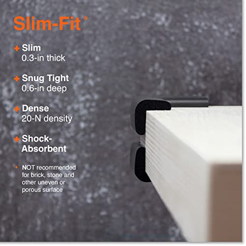 Image of Roving Cove Slimfit Corner Protector for Baby Proofing (8 Small Corners), Soft Rubber Foam Furniture Corner Bumper Guards, 3M Adhesive Pre-Taped, Onyx Black