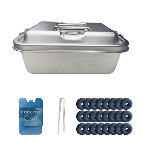 HEAT.me Lunchbox Grill | 3-in-1 Lunchbox + Mobiler Mini Grill mit Kühlakku | Rauchfrei, Spülmaschinenfest, 675g Leicht | Picknick, Camping, Outdoor