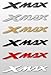 2 Adhésifs/Stickers 3D Écrit Xmax Compatible pour Scooter Yamaha X Max à partir de 2010 - Simili Carbone