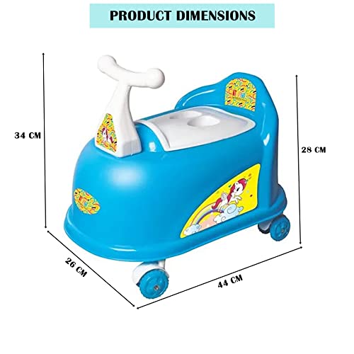Image of Urbane Chic Scooty Shape Potty Training seat with Easy Grip Handles, Wheels, Non toxic Material Comfortable seat for 2+ years Kids -Blue
