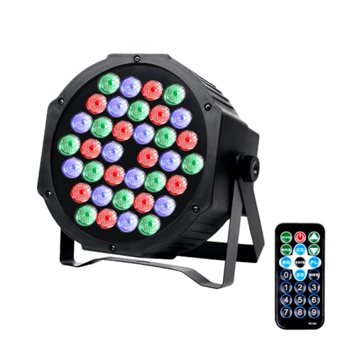 KOOT DJ Party Lights - 36 Pcs RGB Sound Activated 7 Channel Stage Light with Remote and DMX512 Controller for Disco, Wedding, Church, Bar