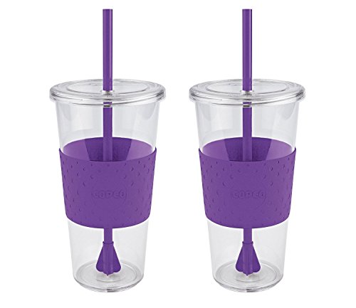 Copco Set of 2 Sierra On The Beach Purple Cold 24 Ounce Tumblers