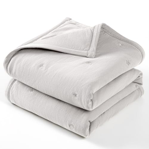 Image of lulumoon Baby Crib Blanket - Jersey Cotton Crib Quilt for Infant and Toddler Bedding - Lightweight Nursery Quilted Blanket for Girls and Boys 30x40''（Sliver Grey）