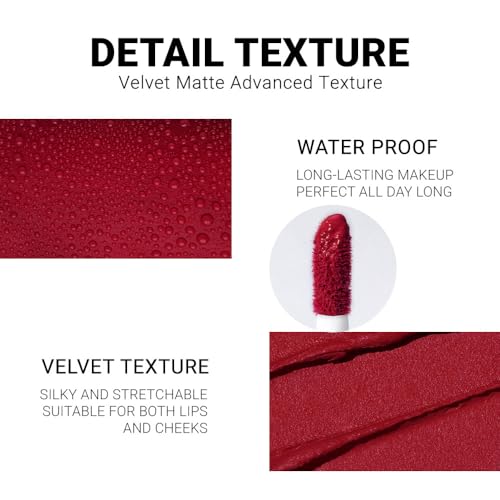 Image of evpct 1Pcs Sexy Red Matte Liquid Lipstick Lip Gloss Glossy Set for Black Women 24 Hour Silky Velvet Lipstick labiales matte larga duracion mate 24 horas originales 11#