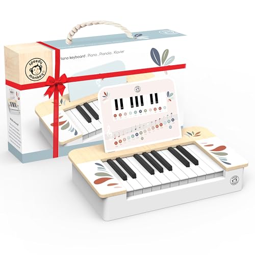 SPEEDY MONKEY Kids Piano Keyboard – FSC Wooden Toddlers Music Toy with Colorful Keys, Educational Digital Mini Piano for Boys & Girls, Interactive Musical Instrument for Beginners & Little Musicians