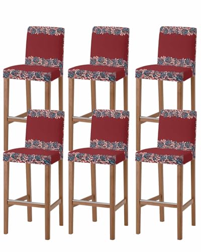 Independence Day Bar Stool Covers Set of 6, Red Patriotic