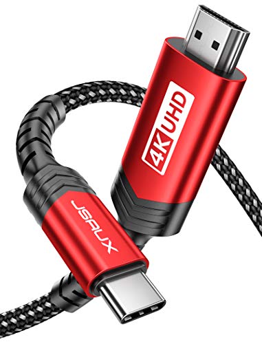 Cabo USB C para HDMI 4M JSAUX [4K@60 Hz] duradouro USB C HDMI cabo USB Tipo C para HDMI compatível para MacBook/iPad Pro 2018, Samsung Galaxy S20 S10 S9 S8 / Note 10 Note8, Huawei P30 P20 / mate 30 20-vermelho
