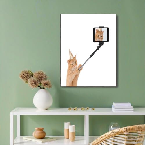 Pintura artística de gato en 3D: lienzo moderno naranja de 60x90cm 2