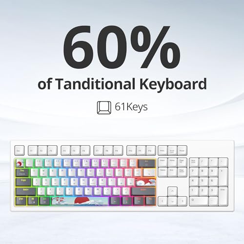 Image of Fogruaden 60% Percent Mechanical Keyboard RGB Gaming Keyboard 60 Percent, Ultra-Compact 61Keys Mini Wired Keyboard with Red Switch for Win /Mac PC Gamer(WhiteGrey, Red Switch)
