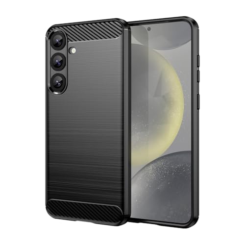 Coque Samsung Galaxy S25 Plus en fibre de carbone noir anti-choc