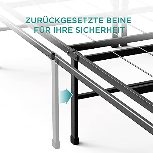 ZINUS SmartBase robuuste lattenbodem, 35 cm, metalen bedframe, eenvoudige montage, opbergruimte onder het bed, 140 x 200 cm, zwart - Afbeelding 4