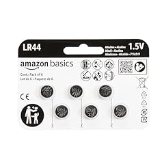 Amazon Basics, 6 batterie a bottone al litio LR44, 1,5 volt, lunga durata, senza mercurio