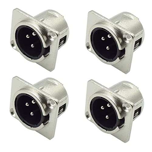 Gdqlcnxb Xlr Male Jack 3 Pin Panel Mount Jacks，Silver Metal Housing Xlr-M Socket Audio Speaker Microphone Connector 8Pcs. #TOP4