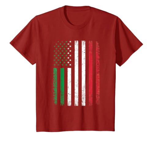 Italy USA Flag 4th of July Patriotic American Italian Flag T-Shirt, Youth, Cranberry Red, 3T