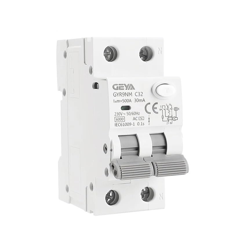 Salvavita Riarmo Automatico Interruttore differenziale GYR9NM 230V 2P 4P con protezione da sovracorrente e cortocircuito RCBO MCB Max 40A(30mA,4P 25A)