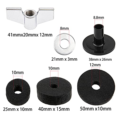 18Pcs Yootones Cymbal Stand Felts Clutch Felts Hi-Hat Cup Felts Cymbal Wing Nuts Cymbal Sleeves & Metal Gaskets Replacement Compatible With Drumset Kit Accessories #TOP6