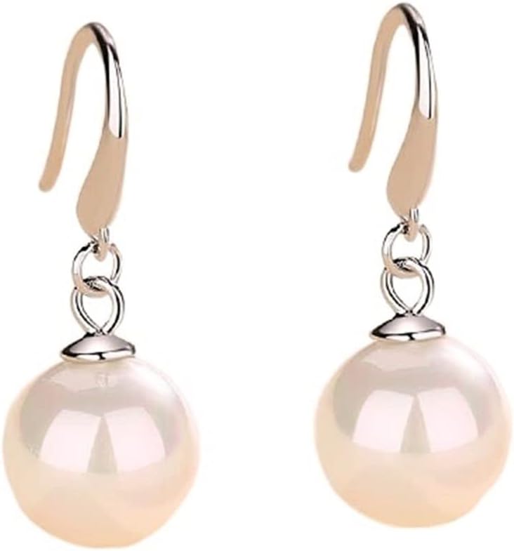 ANYTOY Stud Earrings for Women Sterling Silver Pearl Earrings Women's Net Red Fritillaria Earrings Cool Wind Earrings (Size : SE18)