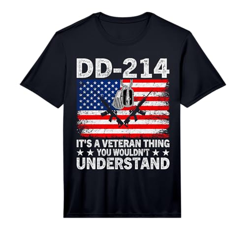 Retired Veteran DD214 Military Pride American Flag Patriotic Performance T-Shirt