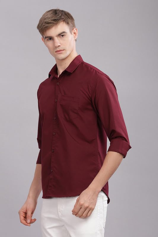 Image of Men's Cotton Blend Slim Fit Shirt | Full Sleeve Casual wear for Men | Comfortable Office Wear Shirt for All Seasons