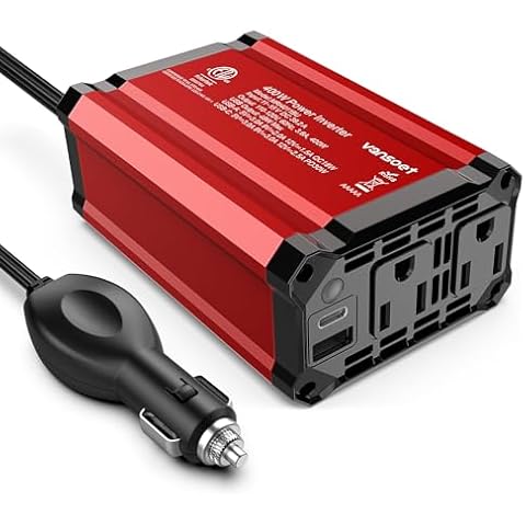 vansoet 400W Power Inverter: Car Inverter with PD 30W USB C Port and QC 18W USB Port - 48W Max USB Output - DC 12V to AC 110V Inverter - Car Plug Adapter Outlet Inverter for Laptop, Phones, Camera Cover